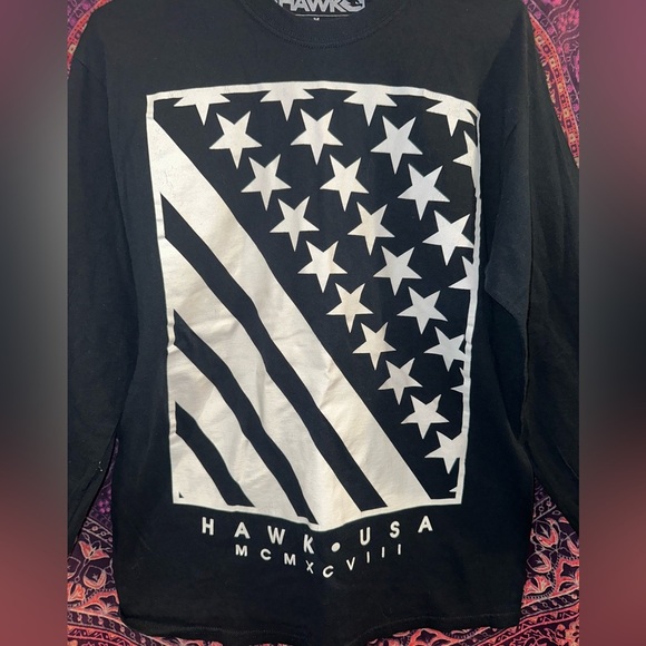 Tony Hawk Black and White Star Stripe Long Sleeve Tee - Picture 4 of 4